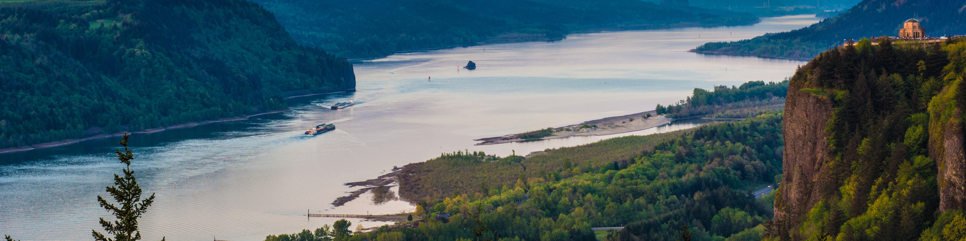 Sunset on the Columbia River Gorge near Portland, Oregon